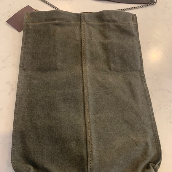 Anthropologie JO Bag Industrial Canvas Distressed Leather Chain Satchel WAY COOL - Picture 9 of 14